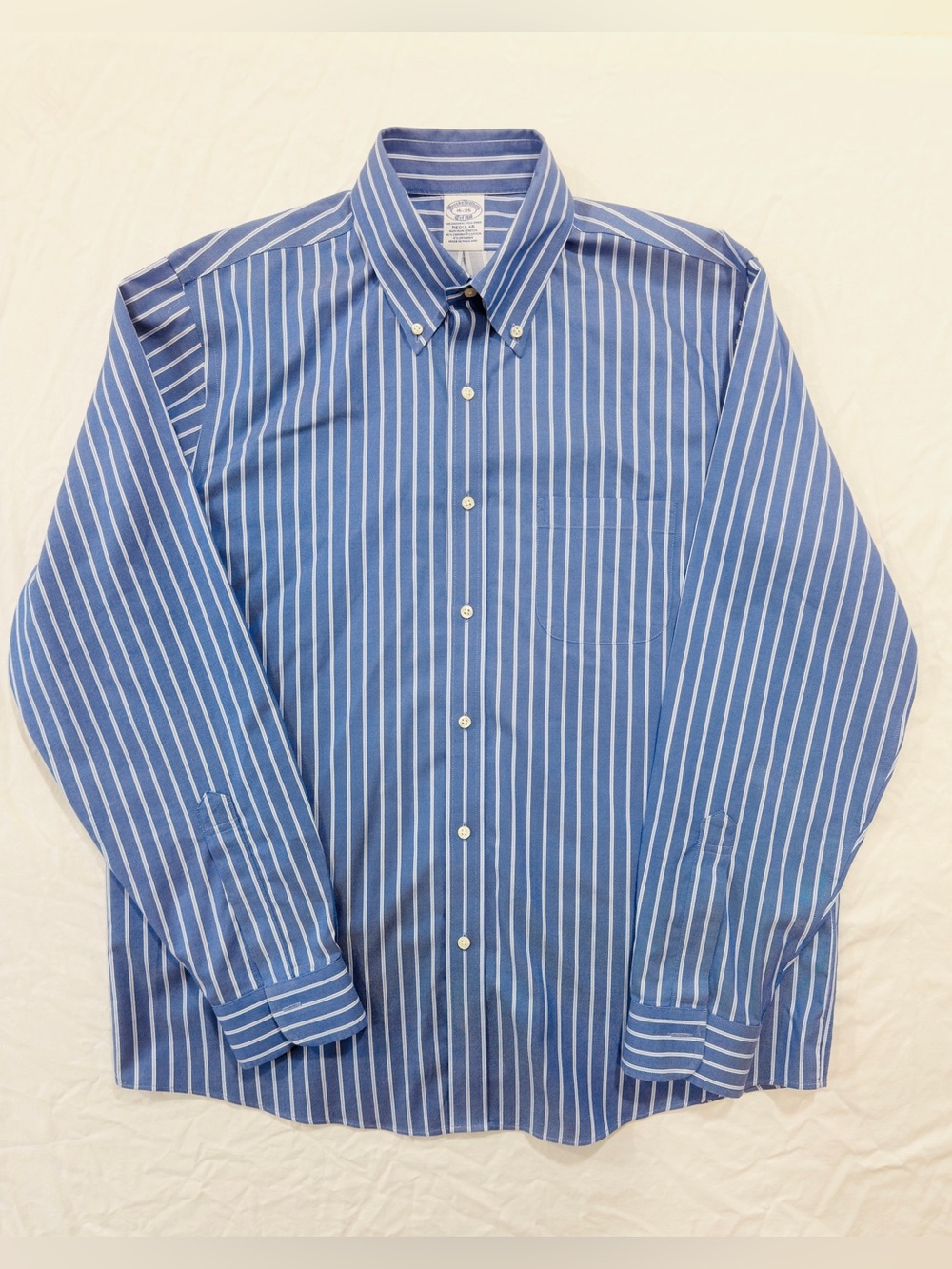 Brooks Brothers Blue White Stripe Button Down Dress Shirt Men’s 16-35